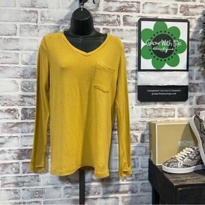 Michelle Mae Mustard V-Neck Blouse